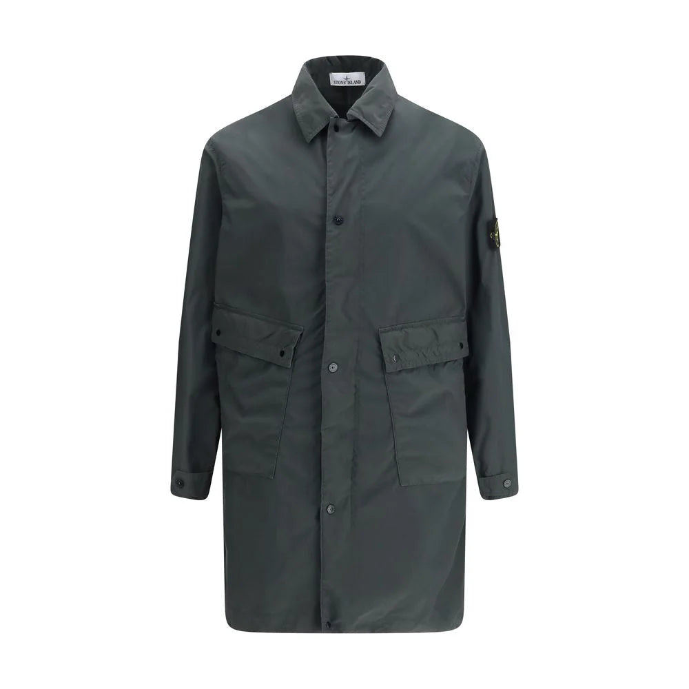 Stone Island Gray Polyester Coat