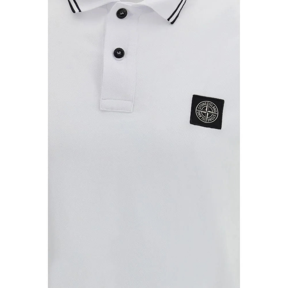 Stone Island White Cotton Polo Shirt