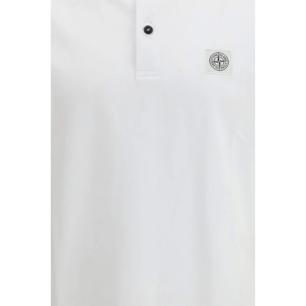 Stone Island White Cotton Polo Shirt