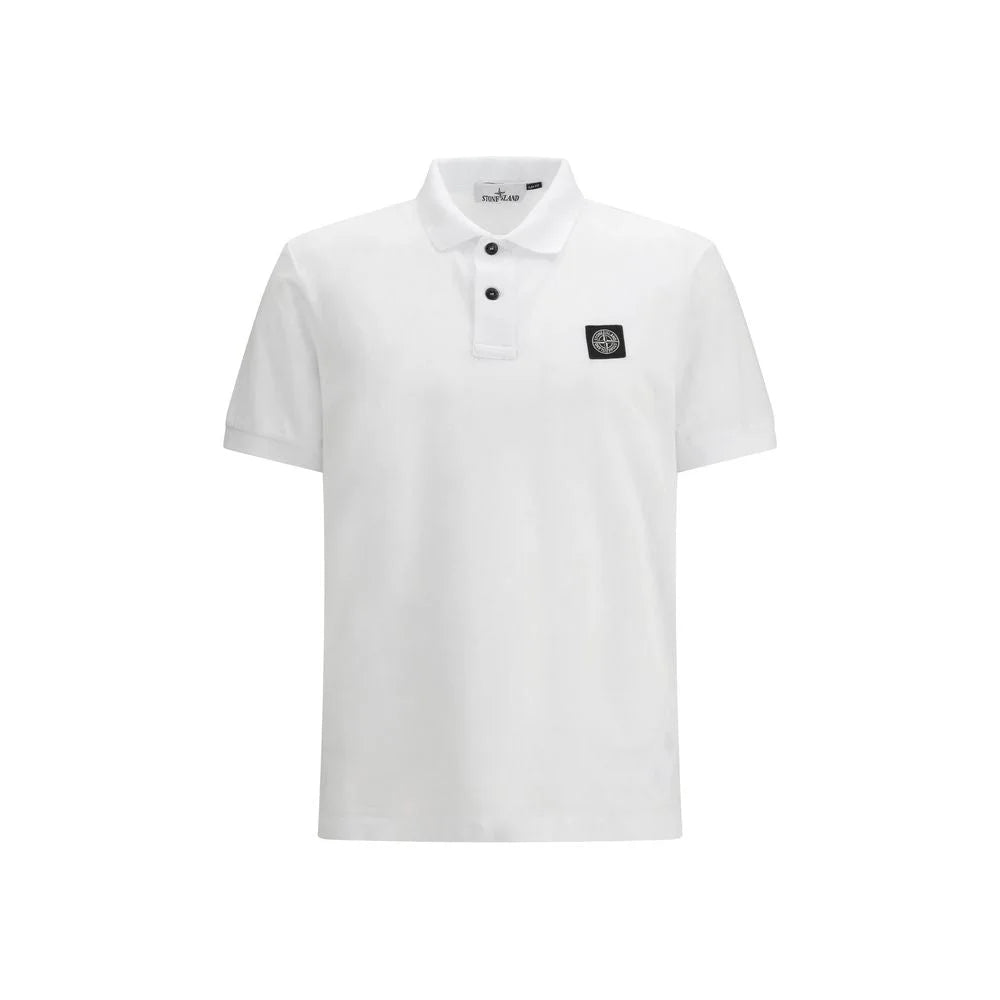 Stone Island White Cotton Polo Shirt