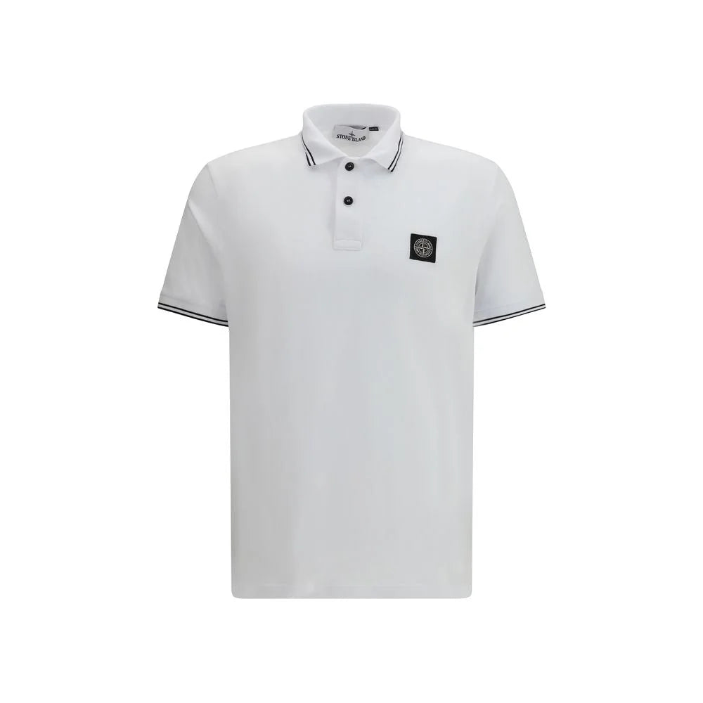 Stone Island White Cotton Polo Shirt