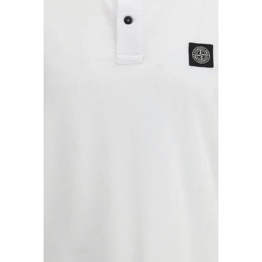 Stone Island White Cotton Polo Shirt