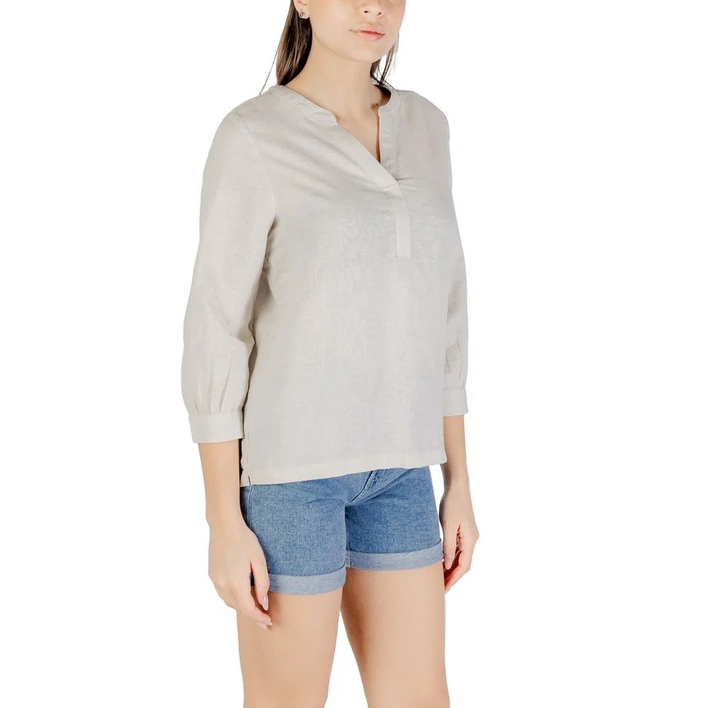 Street One Beige Linen Blouse - Blouses