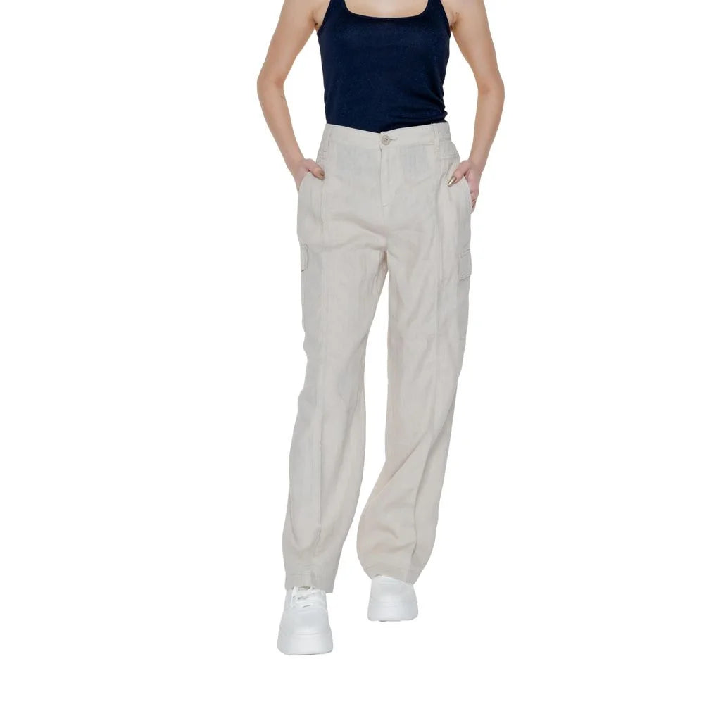 Street One Beige Linen Pant - Trousers