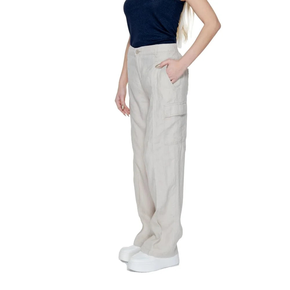 Street One Beige Linen Pant - Trousers