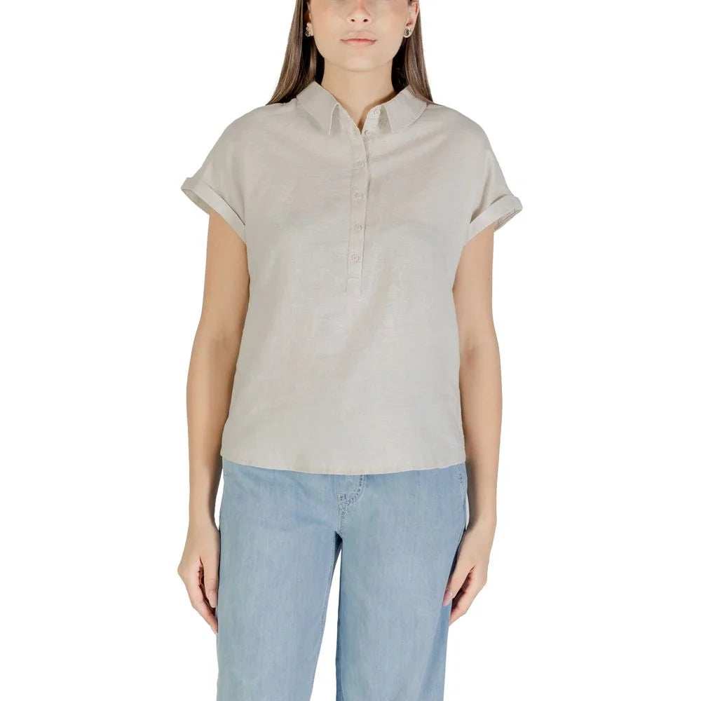 Street One Bicolor Linen Blouse - Blouses