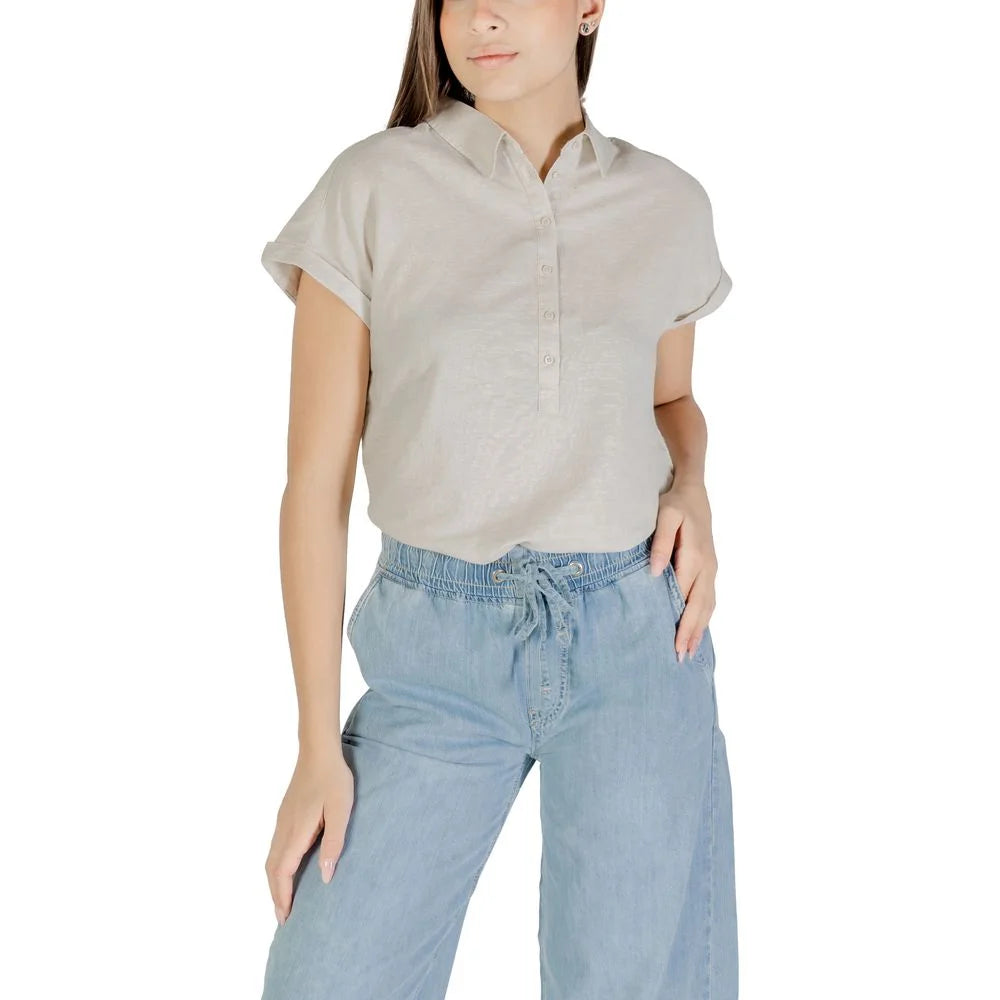 Street One Bicolor Linen Blouse - Blouses