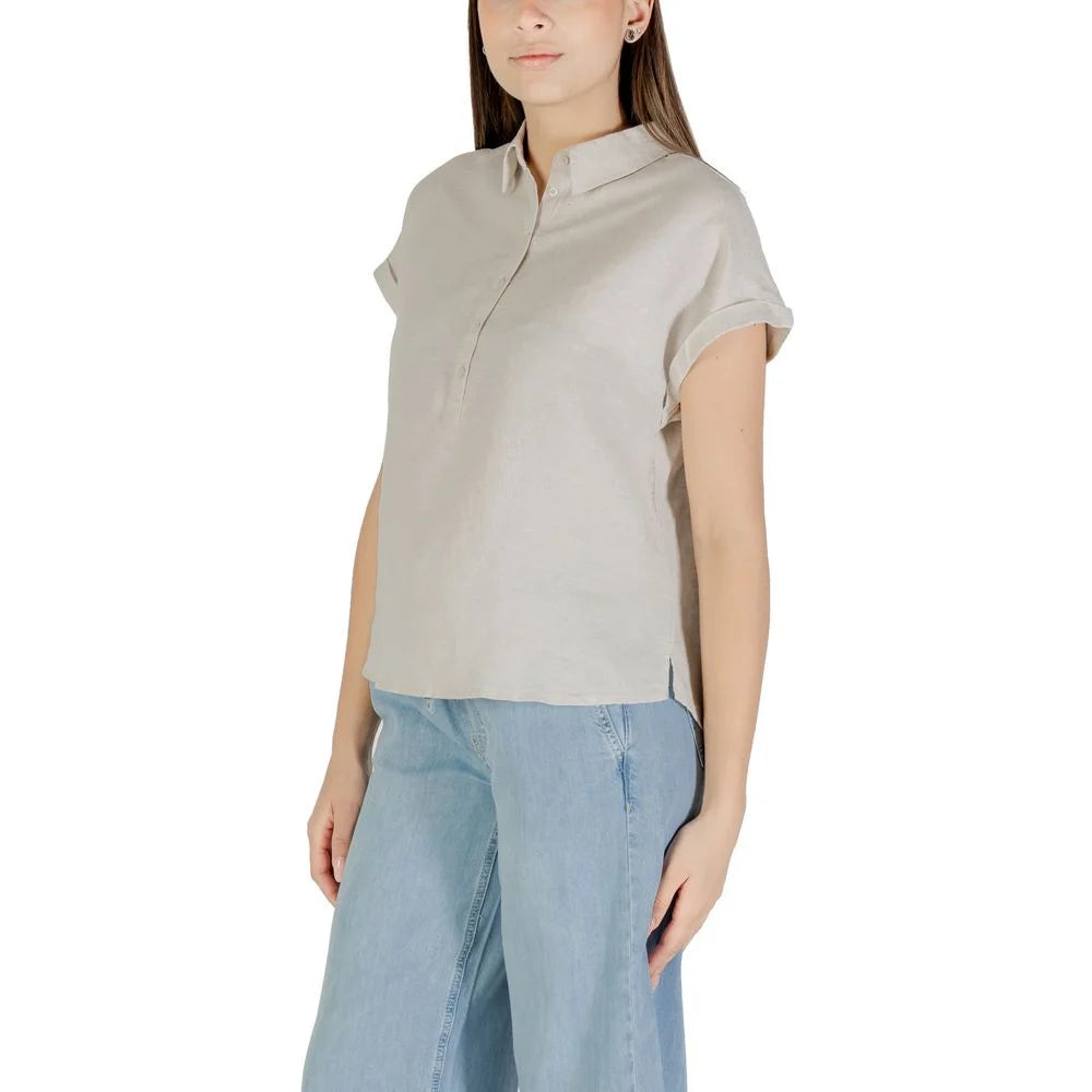 Street One Bicolor Linen Blouse - Blouses