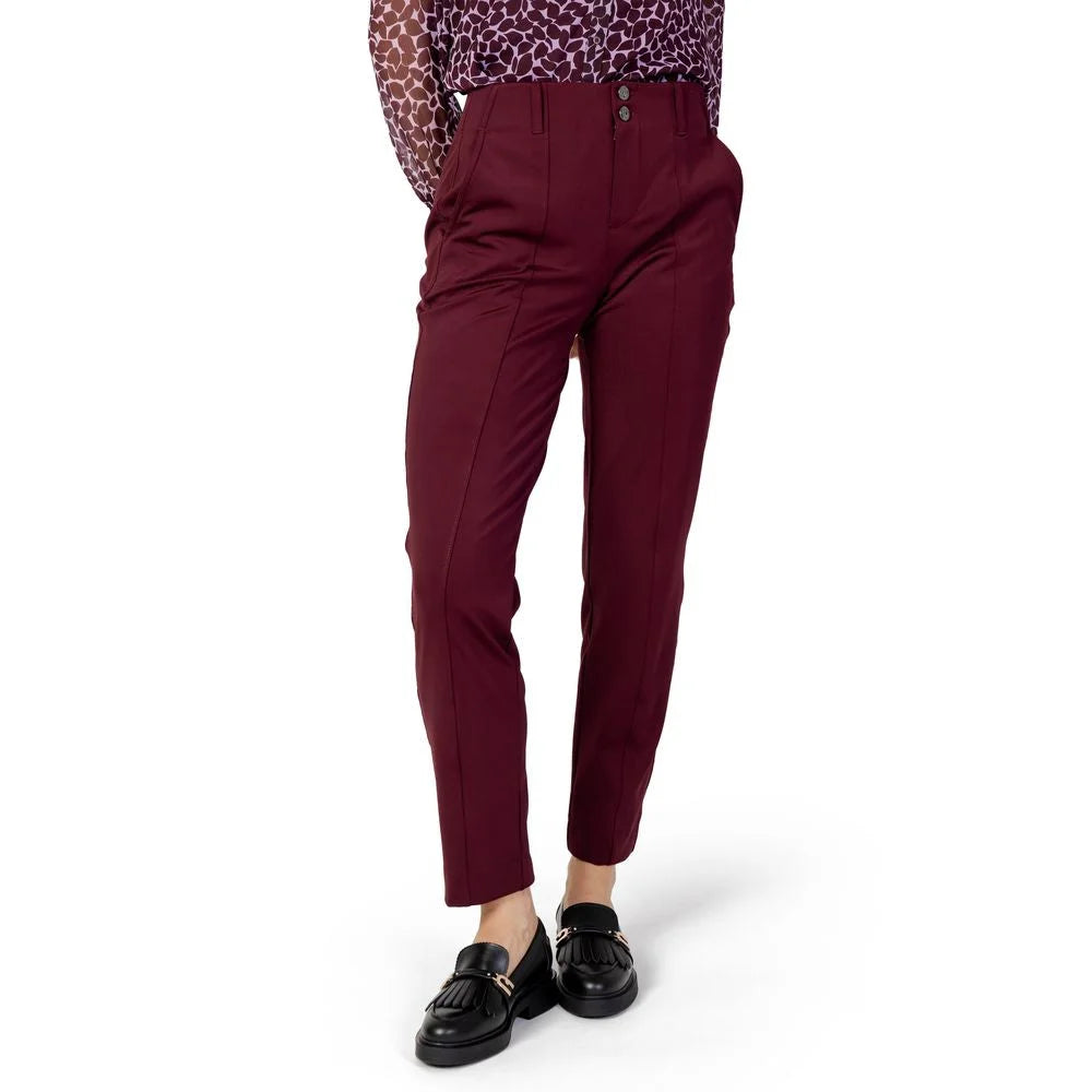 Street One Bordeaux Polyester Pant - W34 | L30