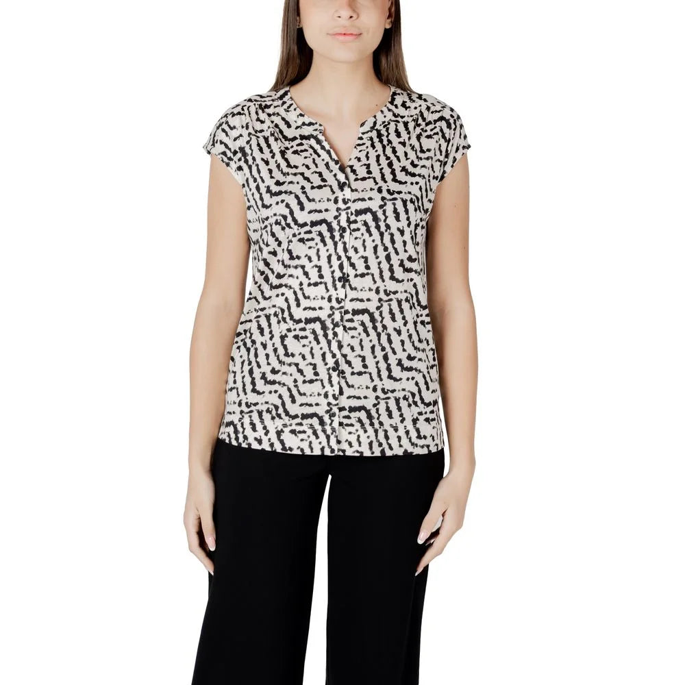 Street One Cream Cotton T-Shirt - 34 | XXS - T-Shirts