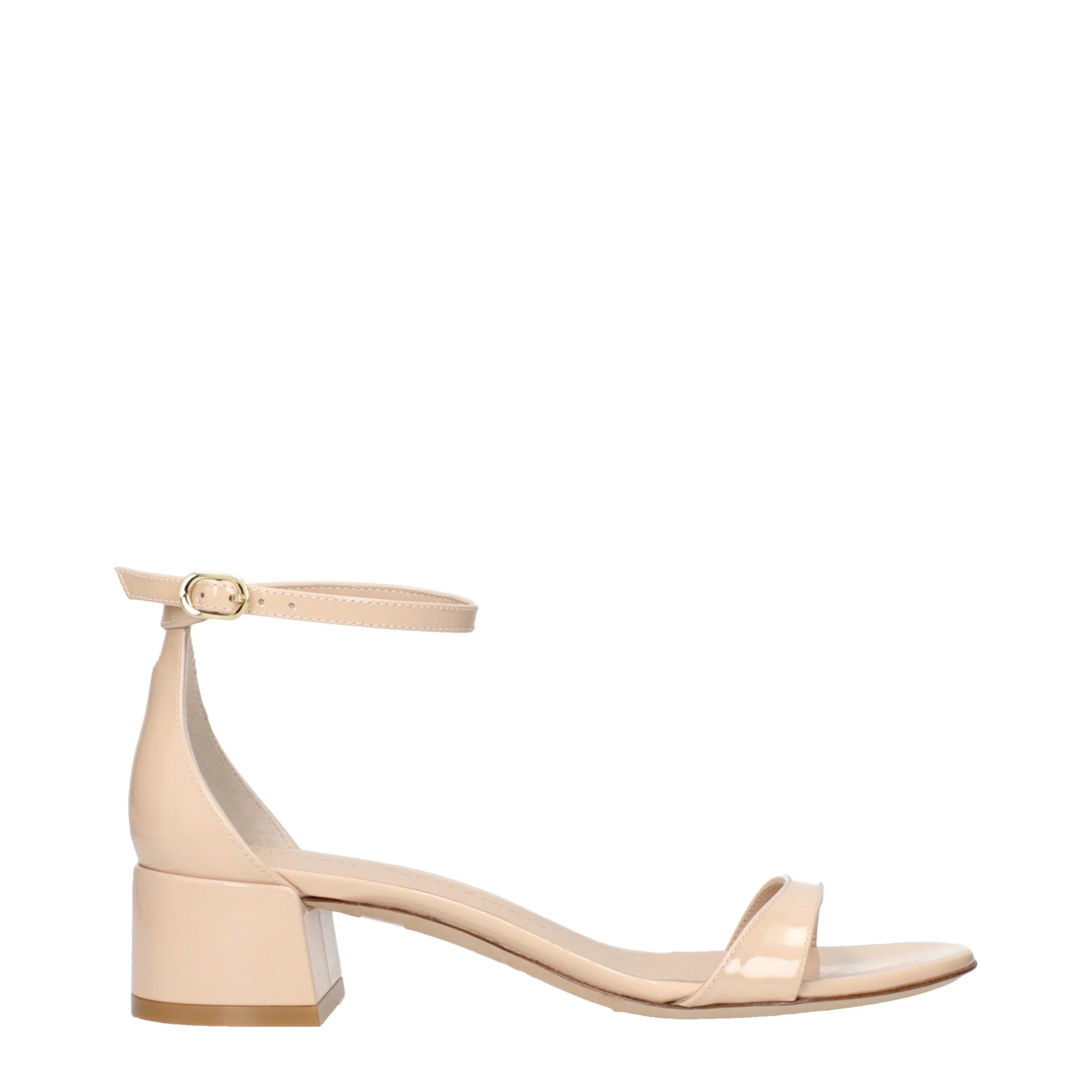 Stuart Weitzman Béžové kožené sandály na ploché podpatku