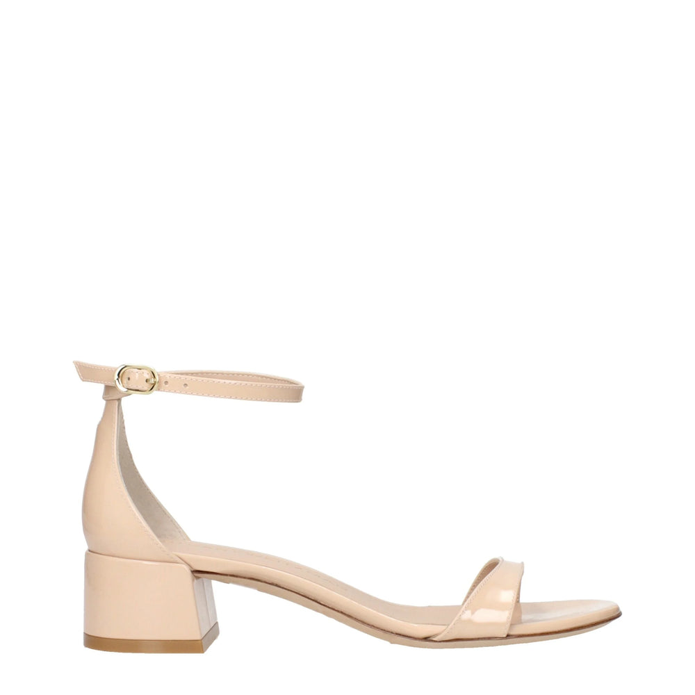 Stuart Weitzman Béžové kožené sandály na ploché podpatku