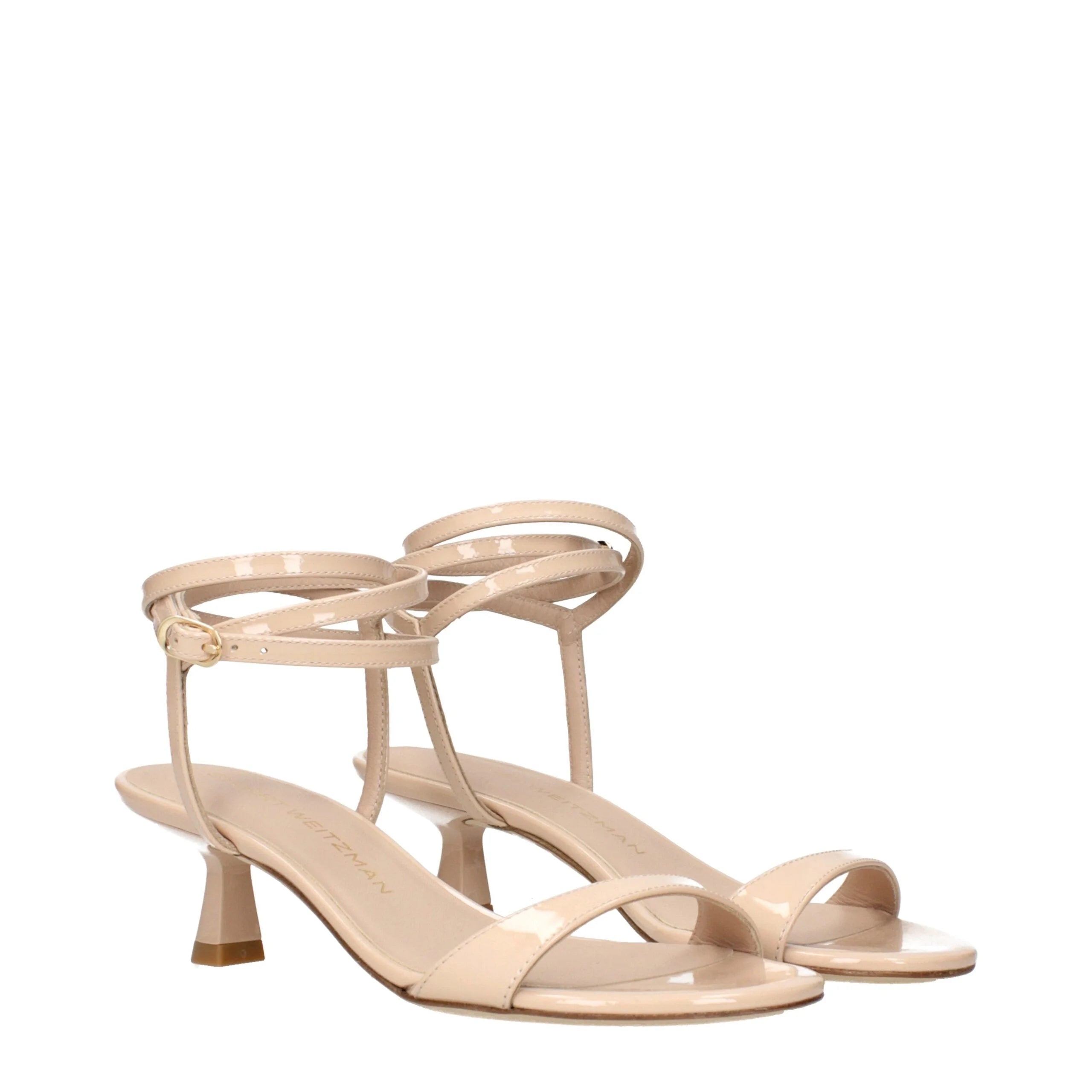 Sandales à talons aiguilles en cuir beige Stuart Weitzman
