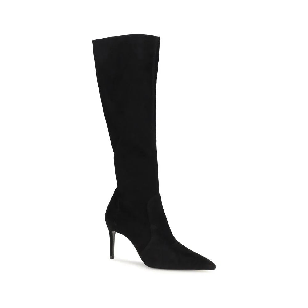 Stuart Weitzman Black Calf Leather Bos Taurus Boots