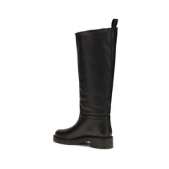 Stuart Weitzman Black Calf Leather Bos Taurus Flat Boots
