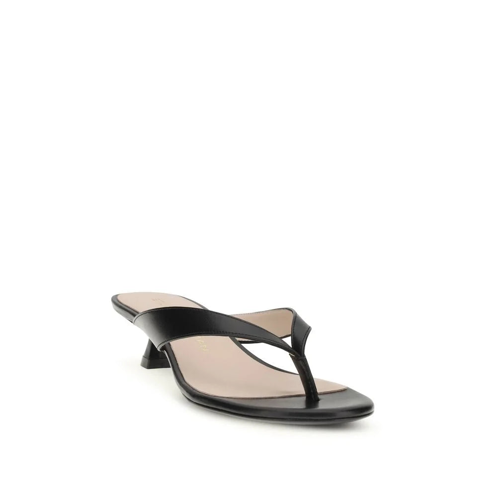 Stuart Weitzman Black Calf Leather Bos Taurus Strap-On Sandals - EU37.5/US7.5