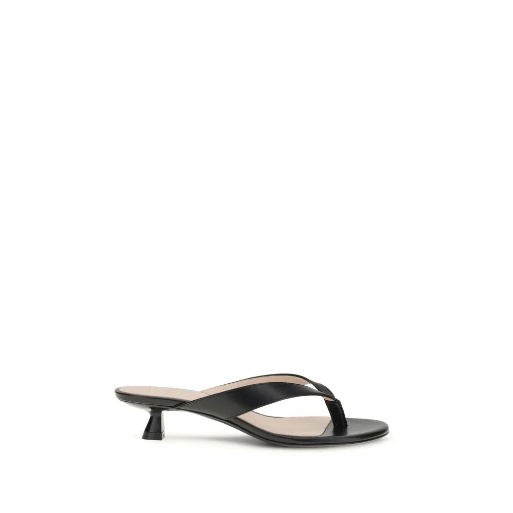Stuart Weitzman Black Calf Leather Bos Taurus Strap-On Sandals - EU37.5/US7.5
