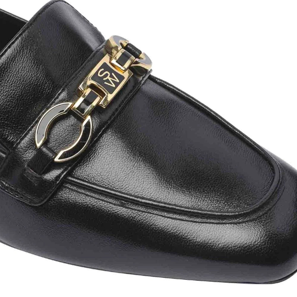 Stuart Weitzman Black Calfskin Slip-On Loafers - EU36/US6