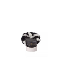 Stuart Weitzman Black Fur Slippers - EU37/US7