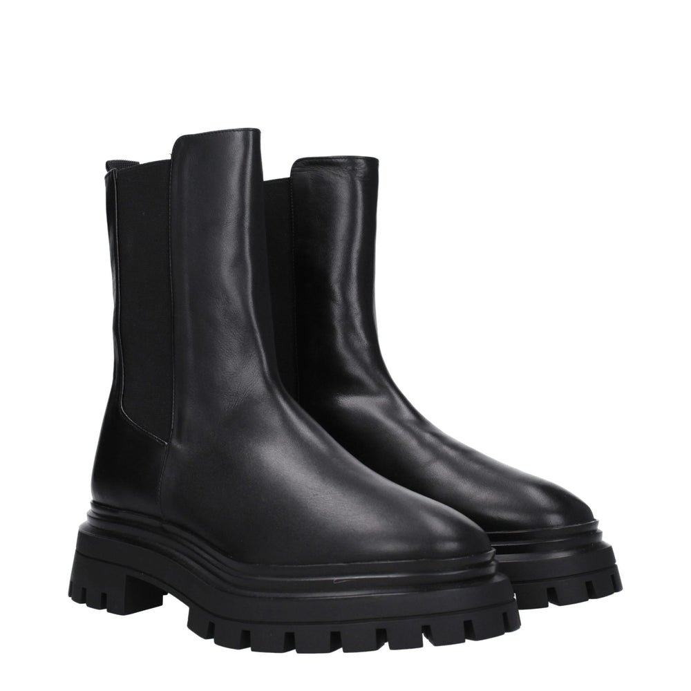 Stuart Weitzman Black Leather Ankle Boots