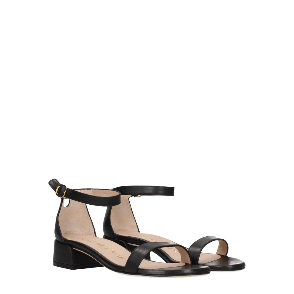 Stuart Weitzman Black Leather Flat Sandals - EU41/US11