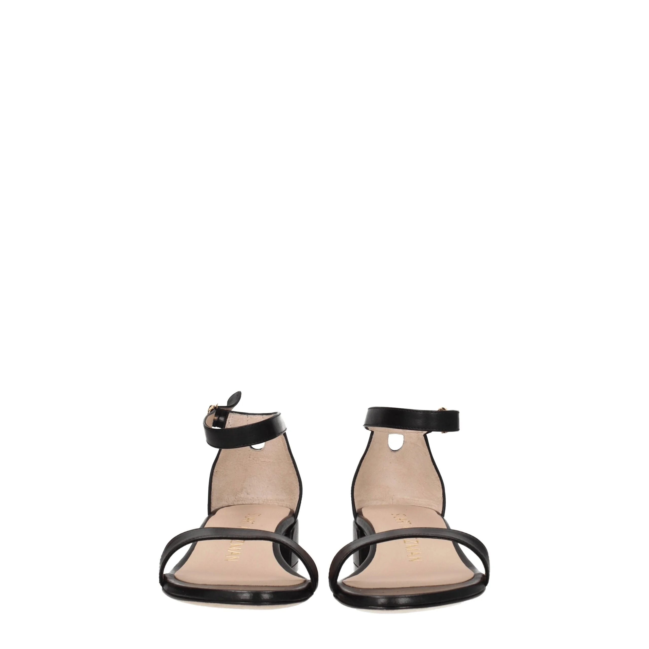 Stuart Weitzman Black Leather Flat Sandals - EU41/US11