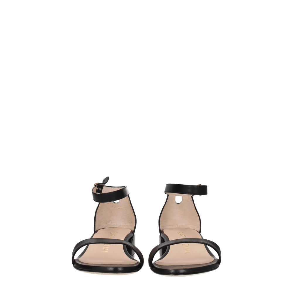 Stuart Weitzman Black Leather Flat Sandals - EU41/US11