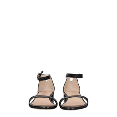Stuart Weitzman Black Leather Flat Sandals - EU41/US11