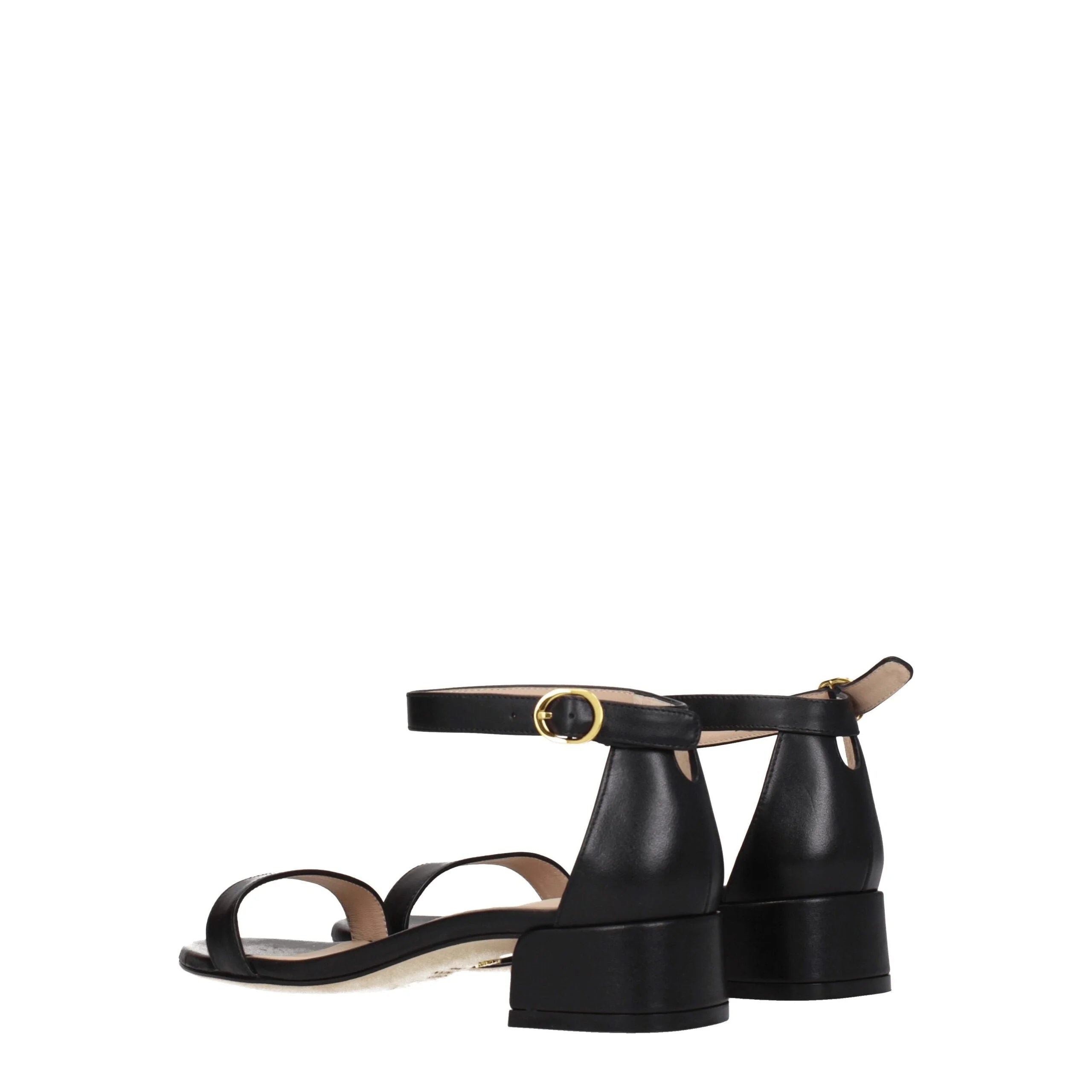 Stuart Weitzman Black Leather Flat Sandals - EU41/US11