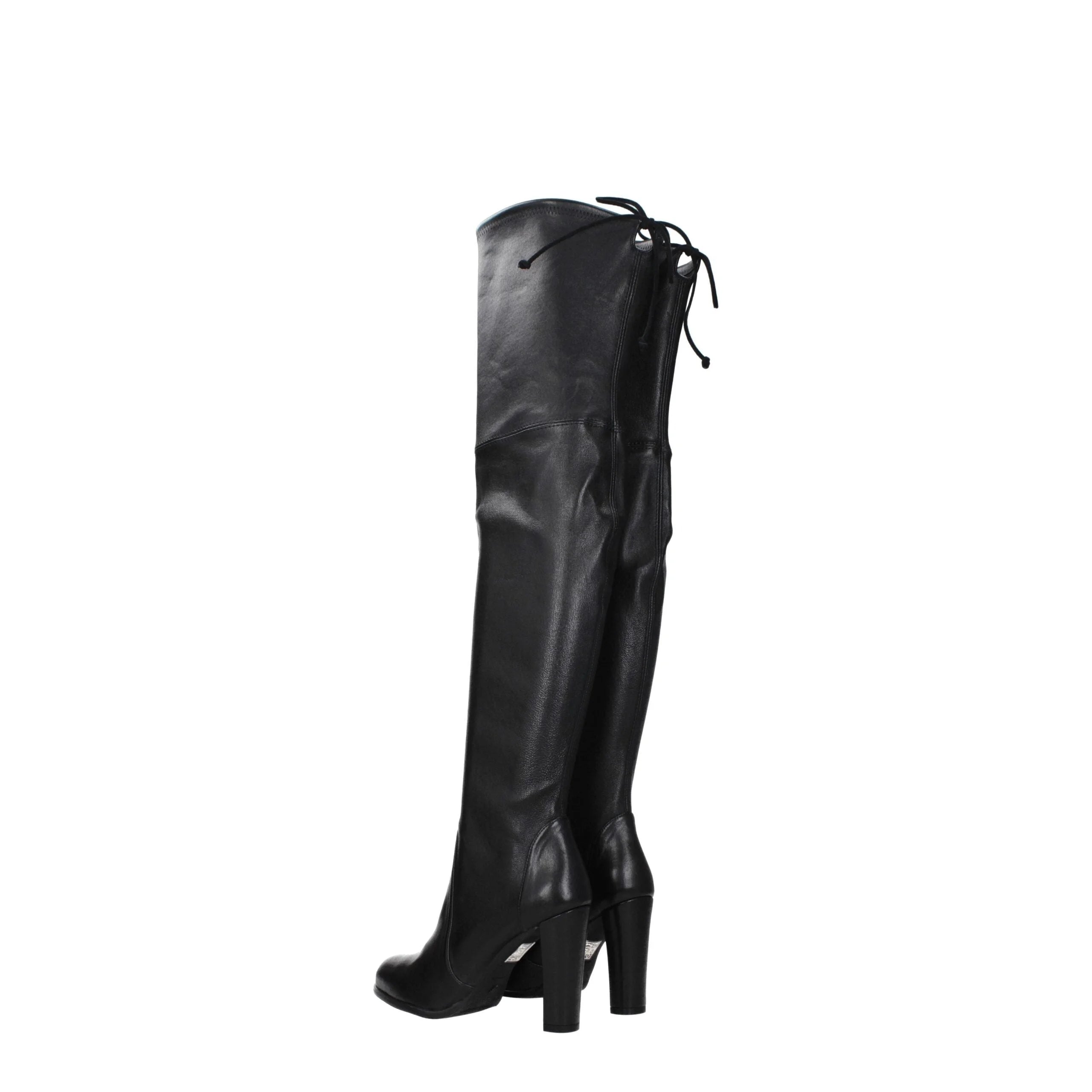 Stuart Weitzman Black Leather Over The Knee