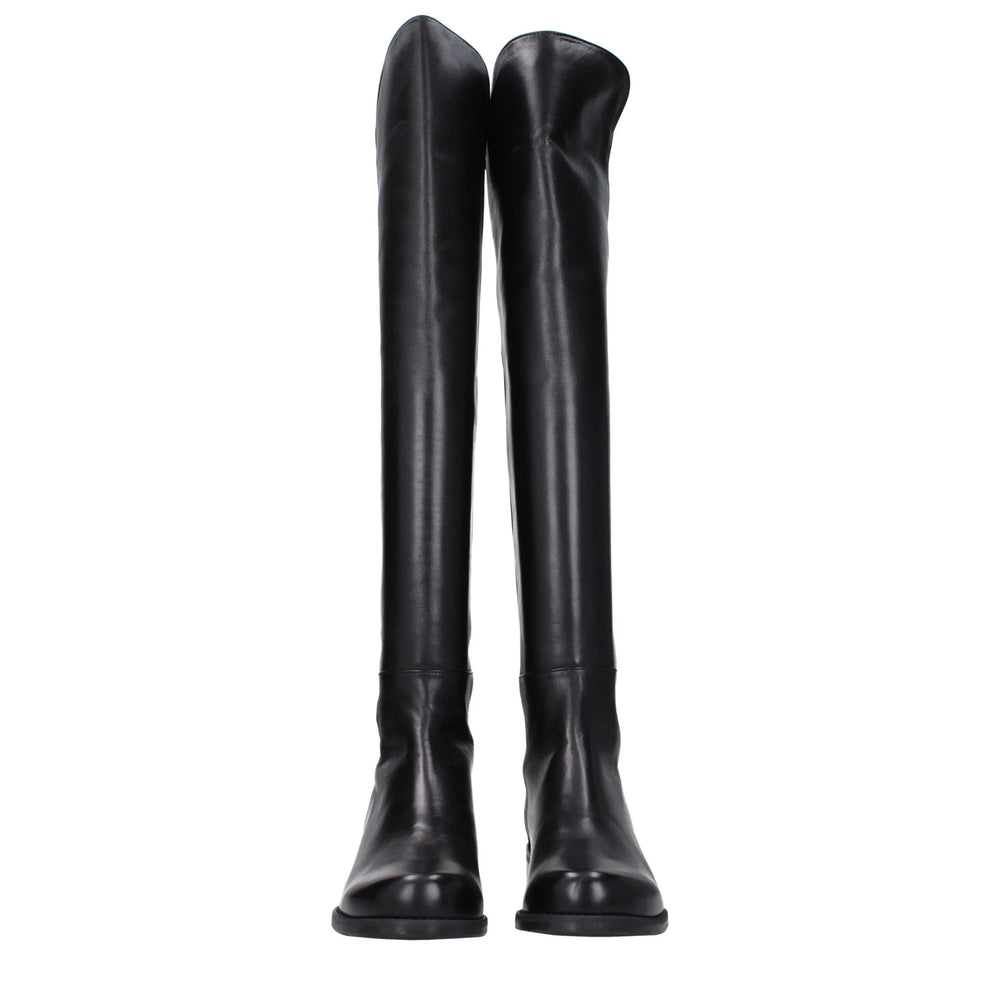 Stuart Weitzman Black Leather Over The Knee