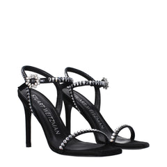 Stuart Weitzman Black Satin Stiletto Heels Sandals - Sandals