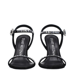 Stuart Weitzman Black Satin Stiletto Heels Sandals