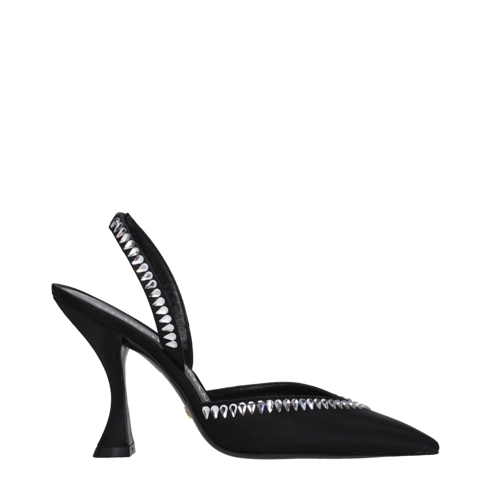 Stuart Weitzman Black Satin Stiletto Heels Sandals - Heels