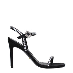 Stuart Weitzman Black Satin Stiletto Heels Sandals - Sandals