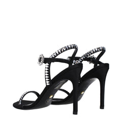 Stuart Weitzman Black Satin Stiletto Heels Sandals - Sandals