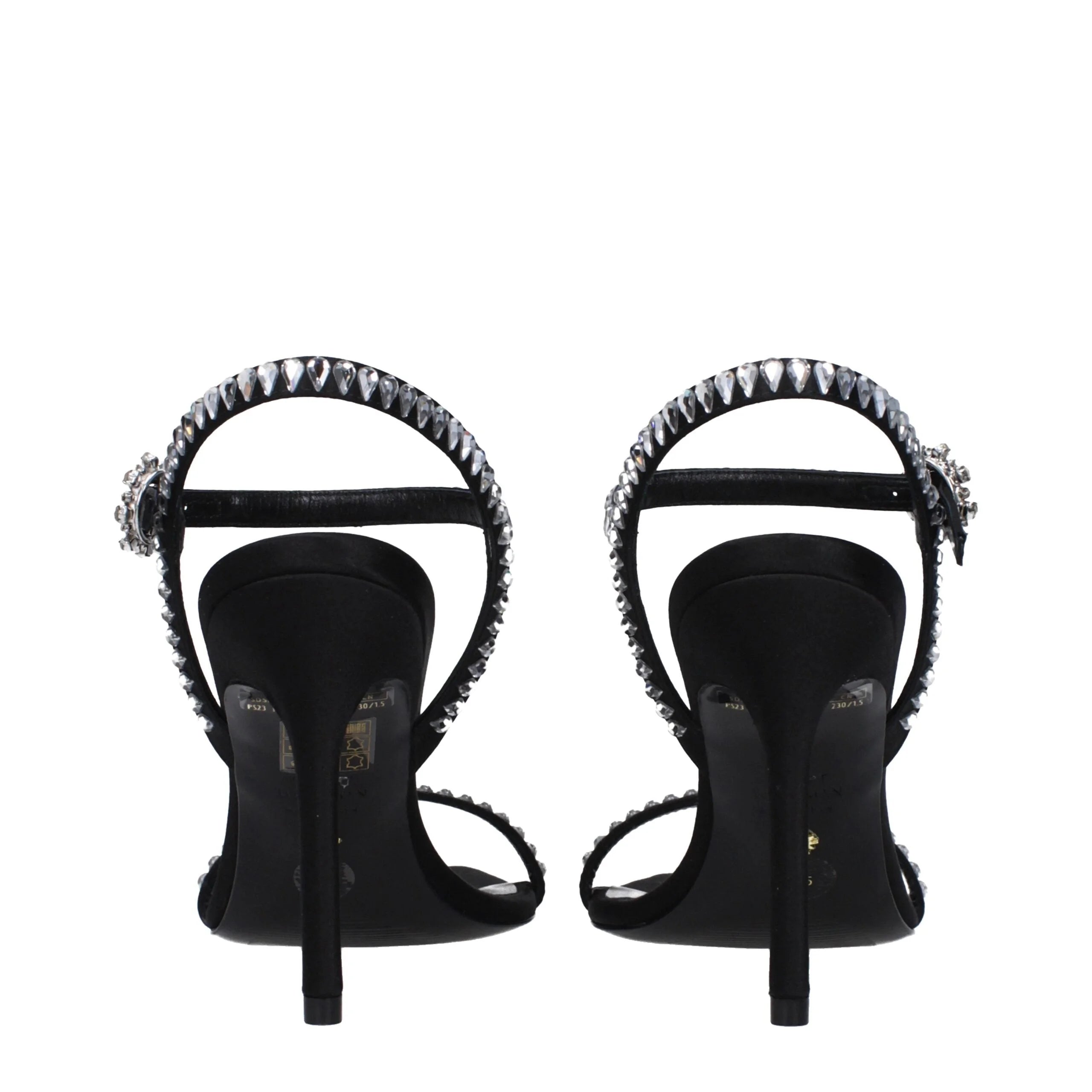 Stuart Weitzman Black Satin Stiletto Heels Sandals