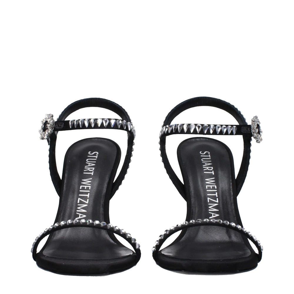 Stuart Weitzman Black Satin Stiletto Heels Sandals - Sandals