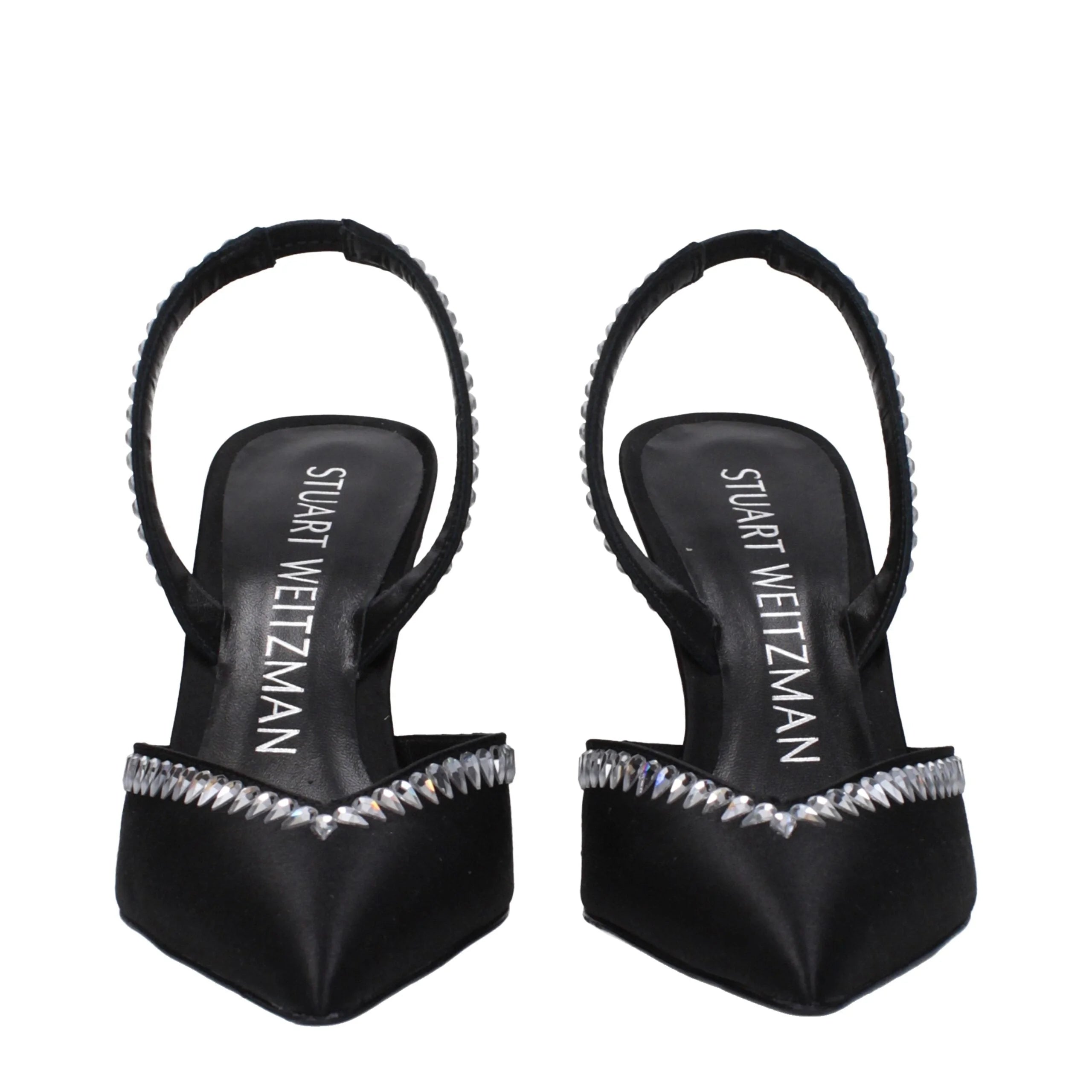 Stuart Weitzman Black Satin Stiletto Heels Sandals - Heels