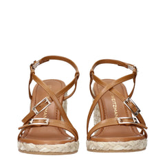 Stuart Weitzman Brun Läder Wedges Sandaler