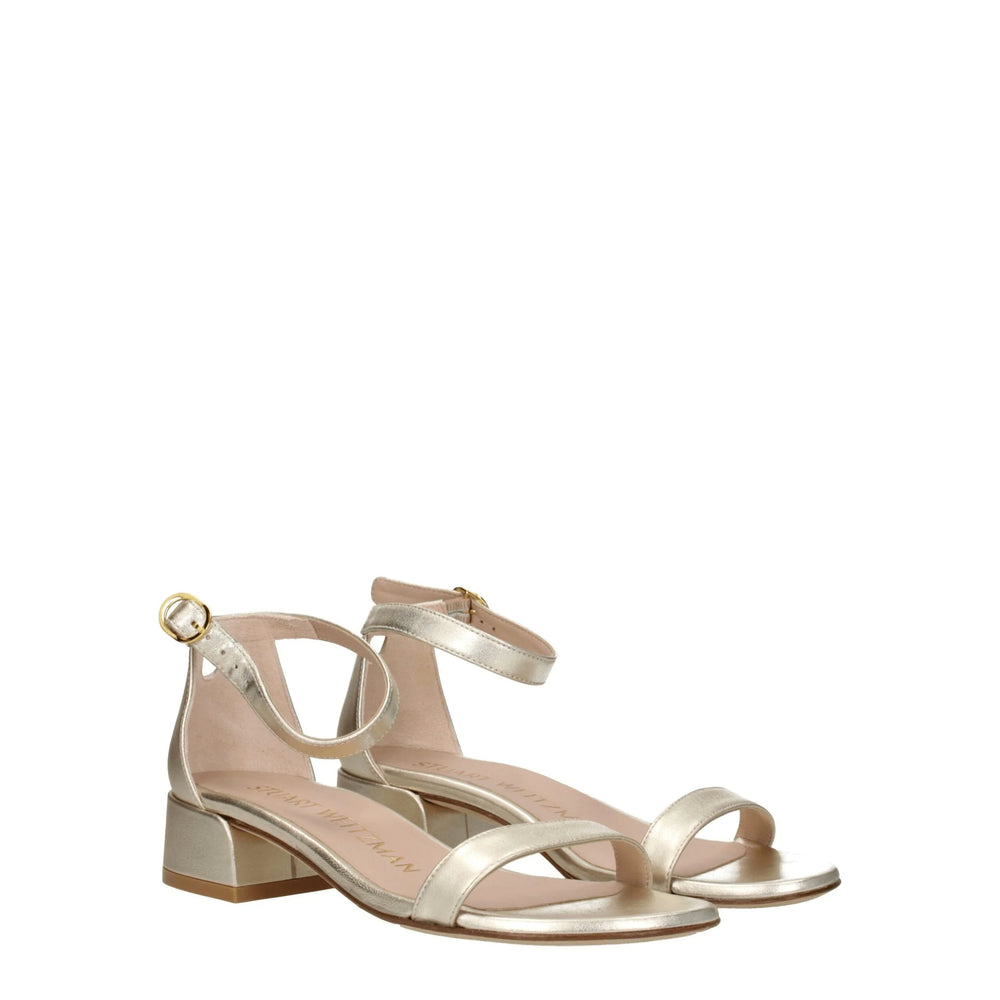 Stuart Weitzman Gold Leather Flat Sandals - EU36/US6 - Sandals