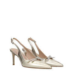 Stuart Weitzman Gold Leather Stiletto Heels Sandals - EU38.5/US8.5