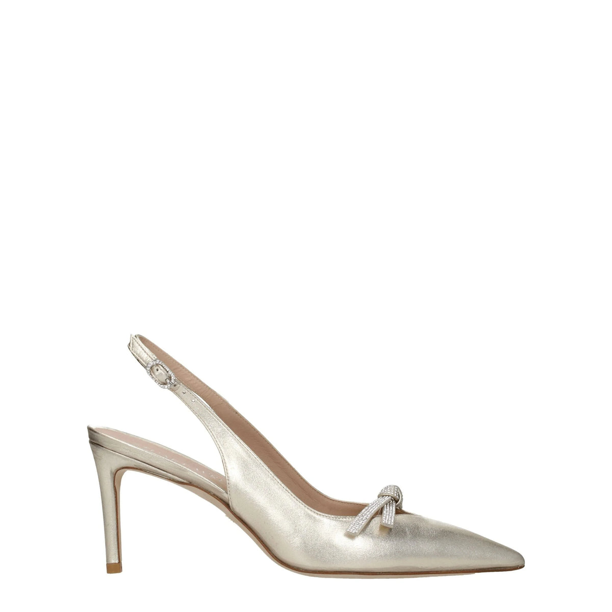 Stuart Weitzman Gold Leather Stiletto Heels Sandals - EU38.5/US8.5