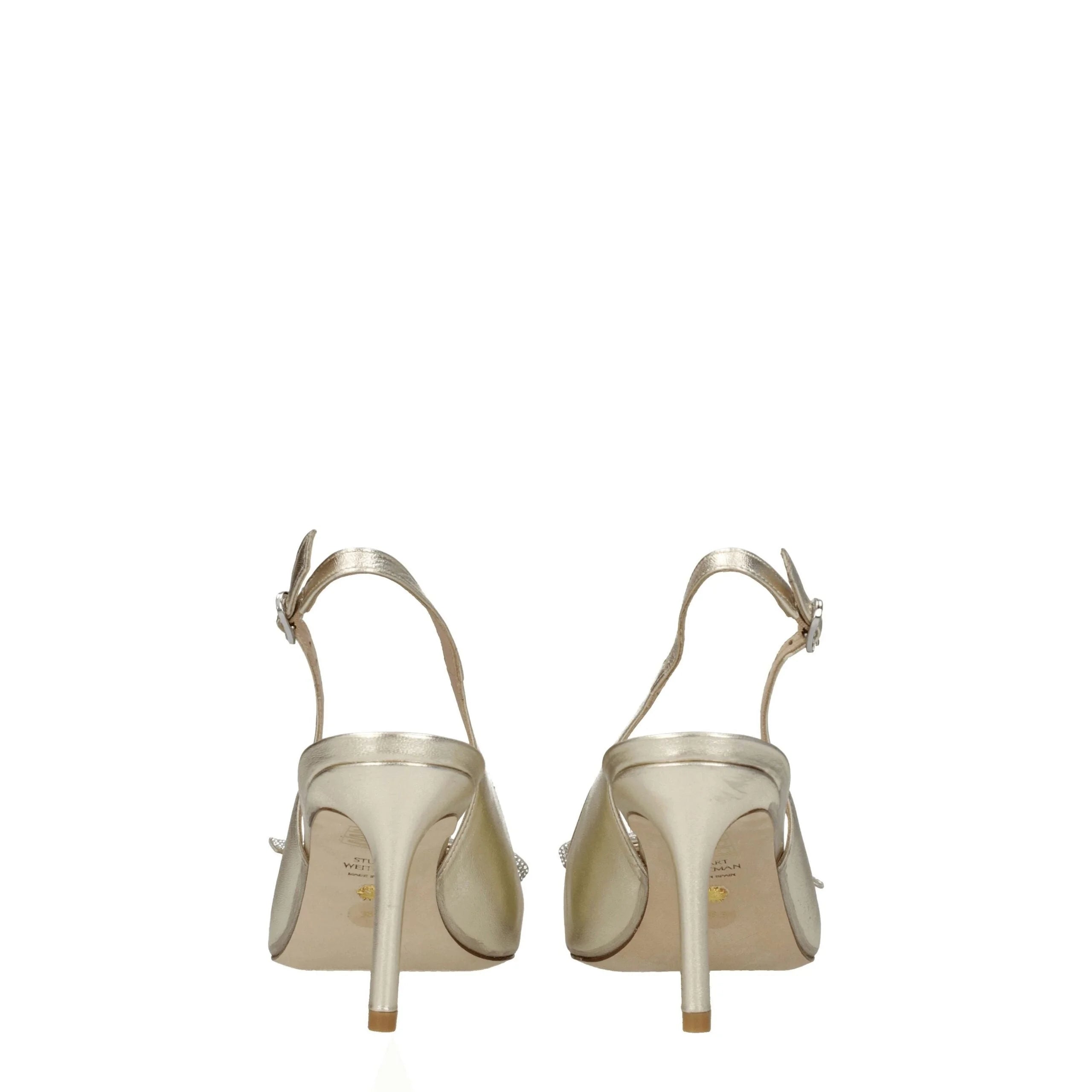 Stuart Weitzman Gold Leather Stiletto Heels Sandals - EU38.5/US8.5