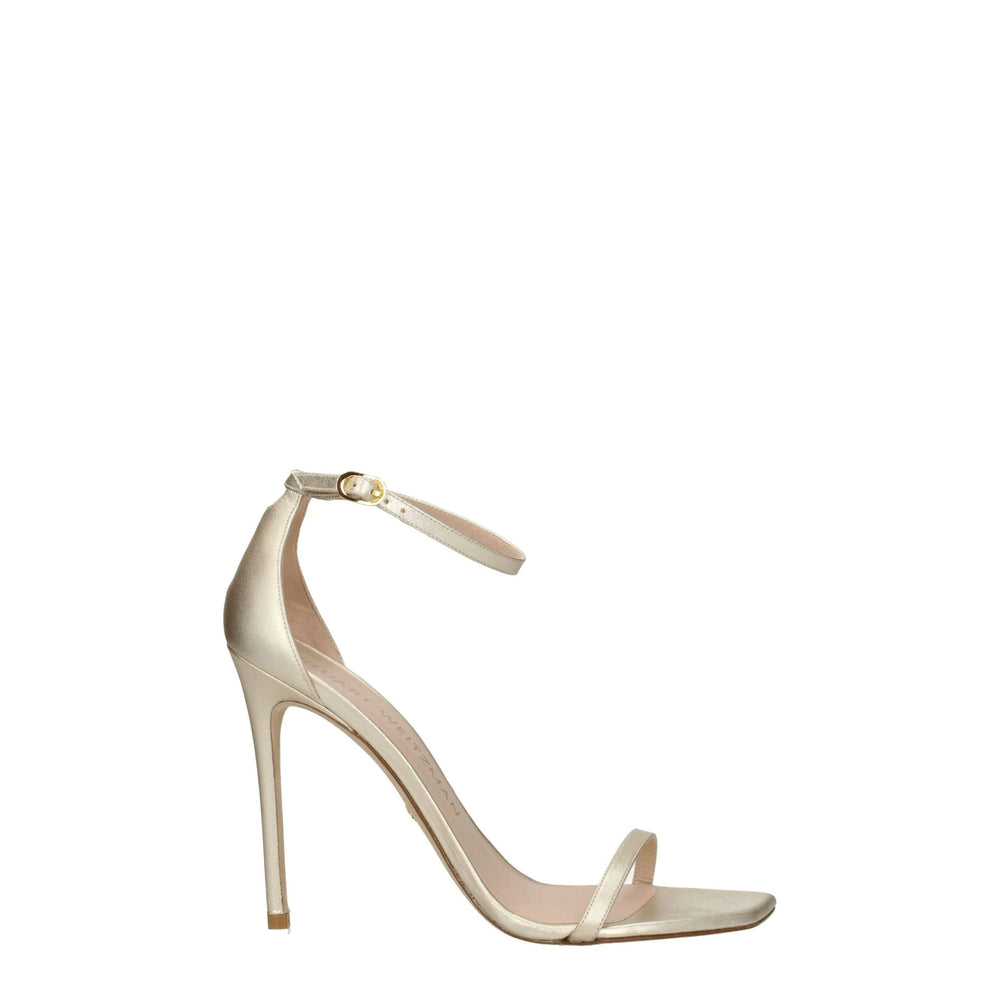 Stuart Weitzman Gold Leather Stiletto Heels Sandals - EU41/US11
