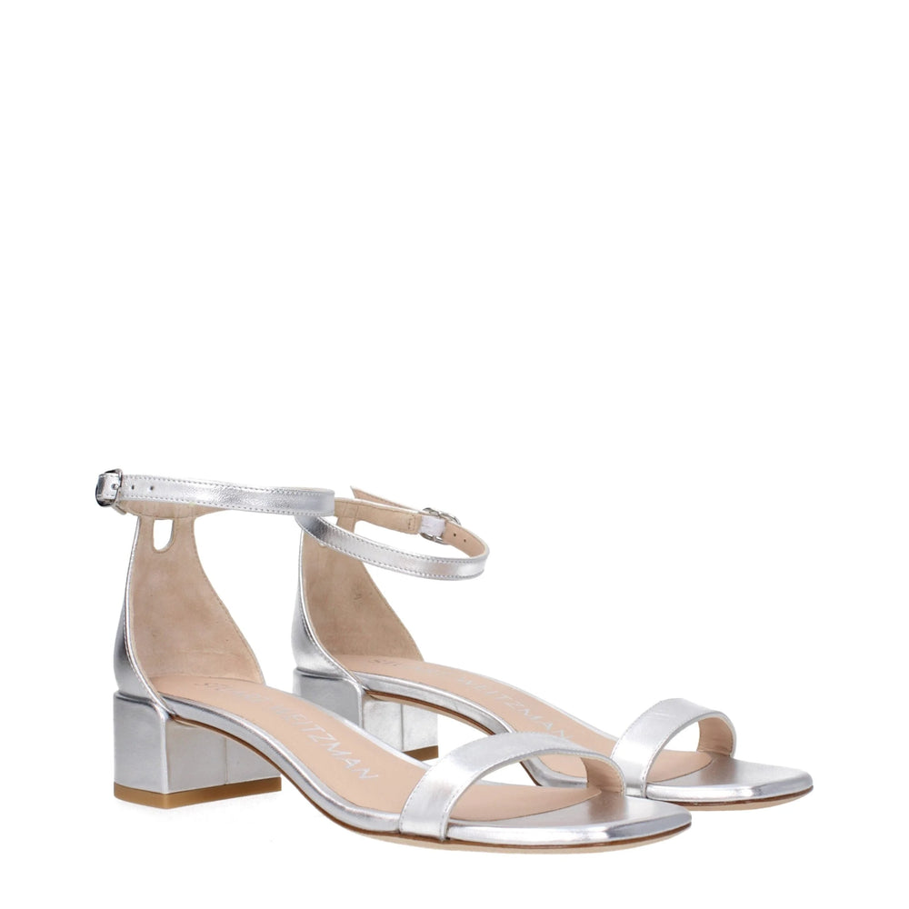 Stuart Weitzman Gray Leather Flat Sandals