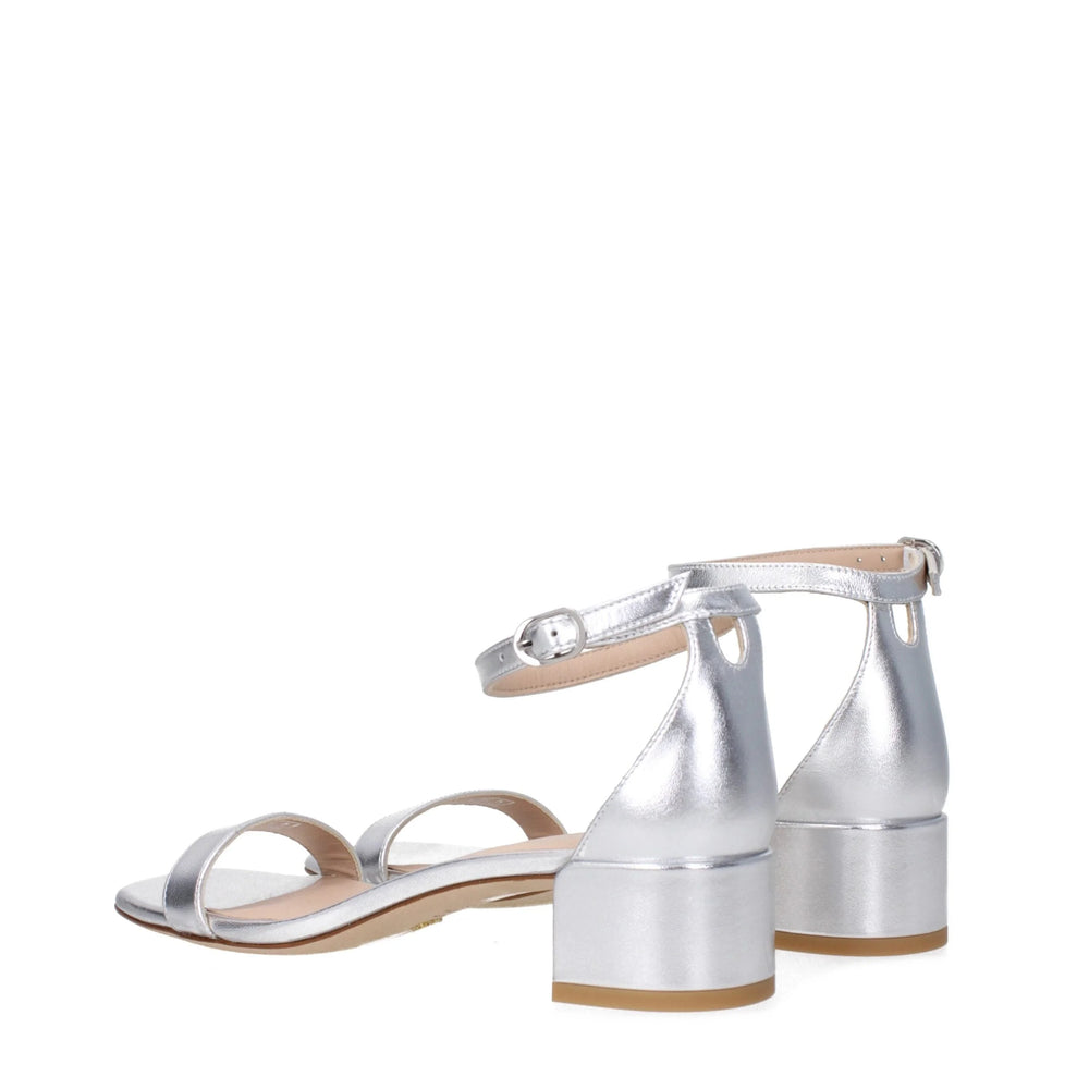 Stuart Weitzman Gray Leather Flat Sandals - Sandals
