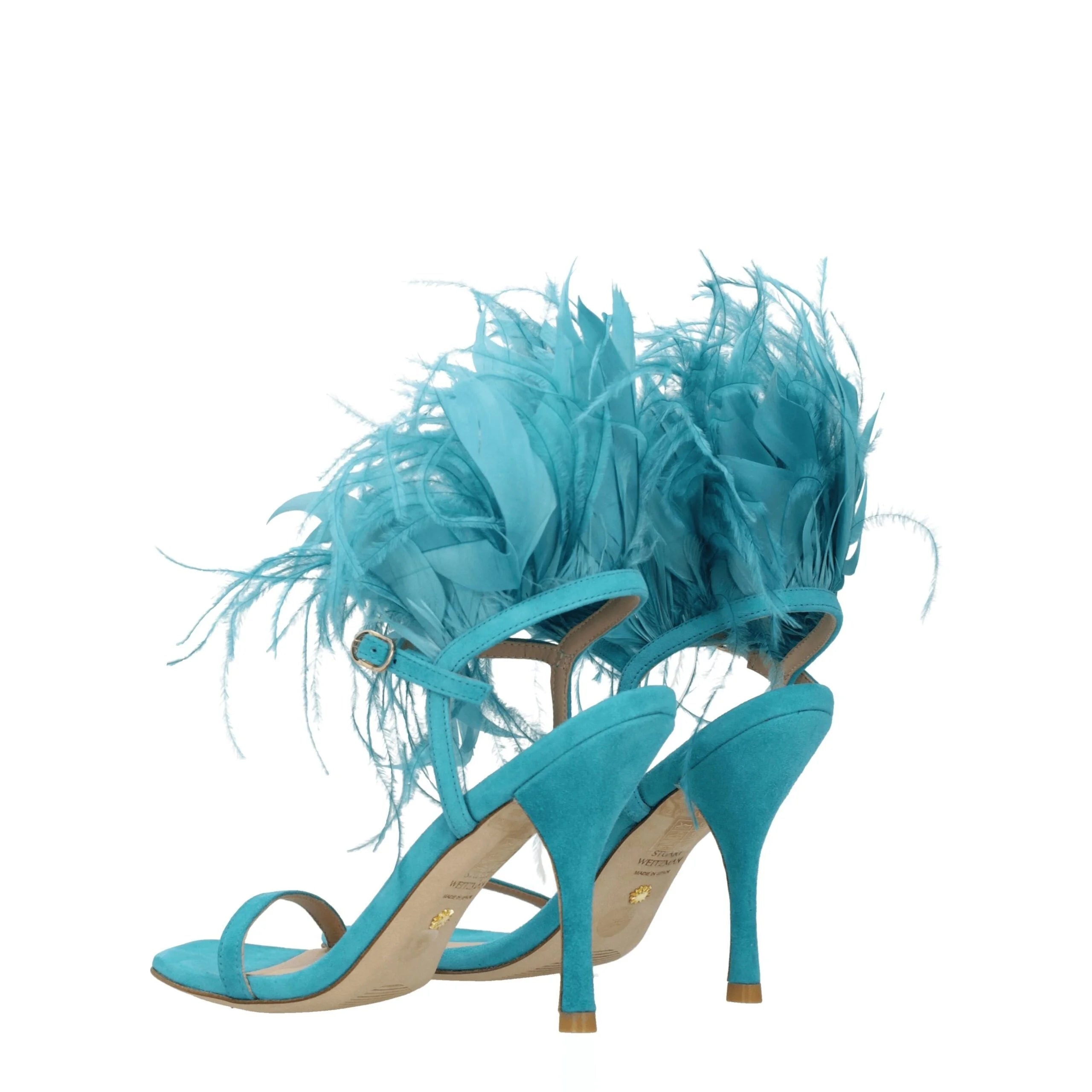 Stuart Weitzman Green Leather Stiletto Heels Sandals - EU39/US9