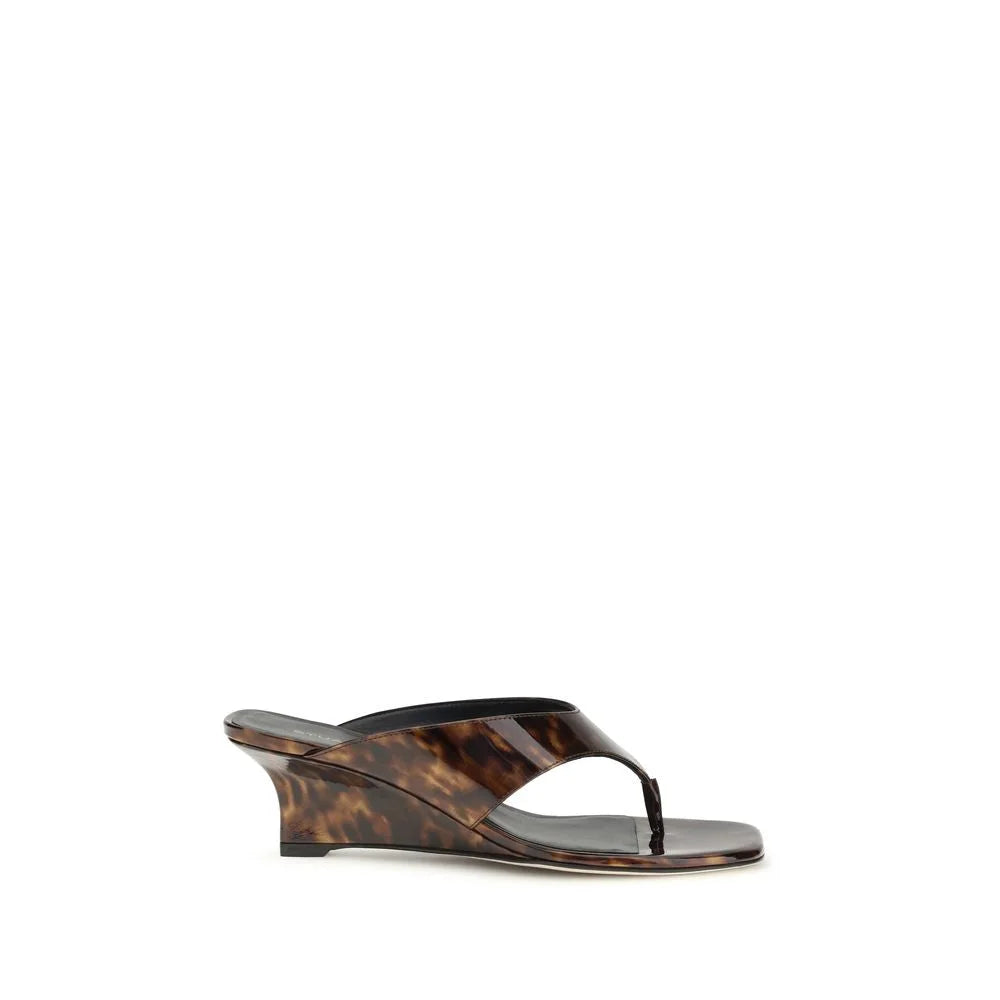 Stuart Weitzman Multicolor Calf Leather Bos Taurus Wedge Sandals