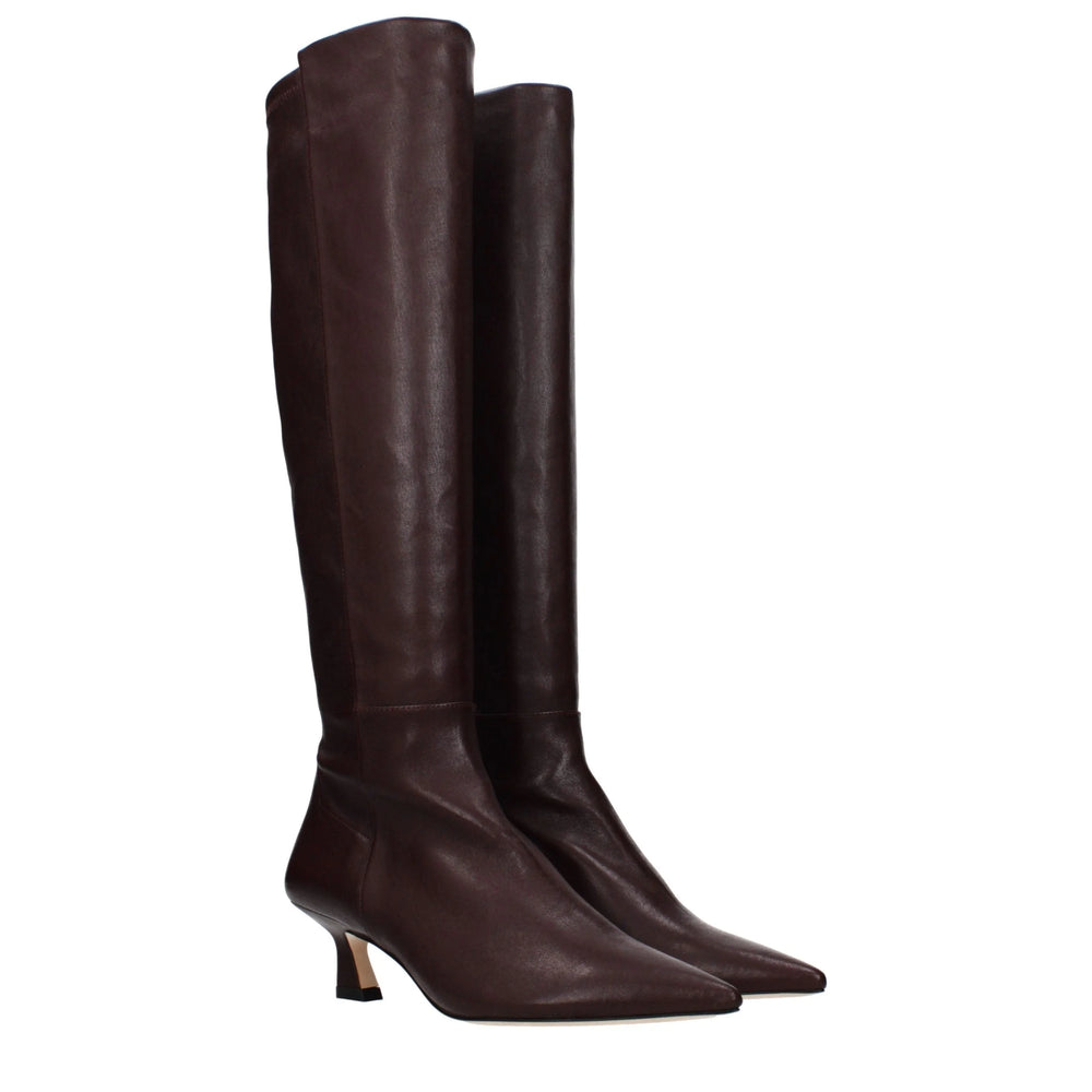 Stuart Weitzman Red Leather High Heel Boots - EU37/US7
